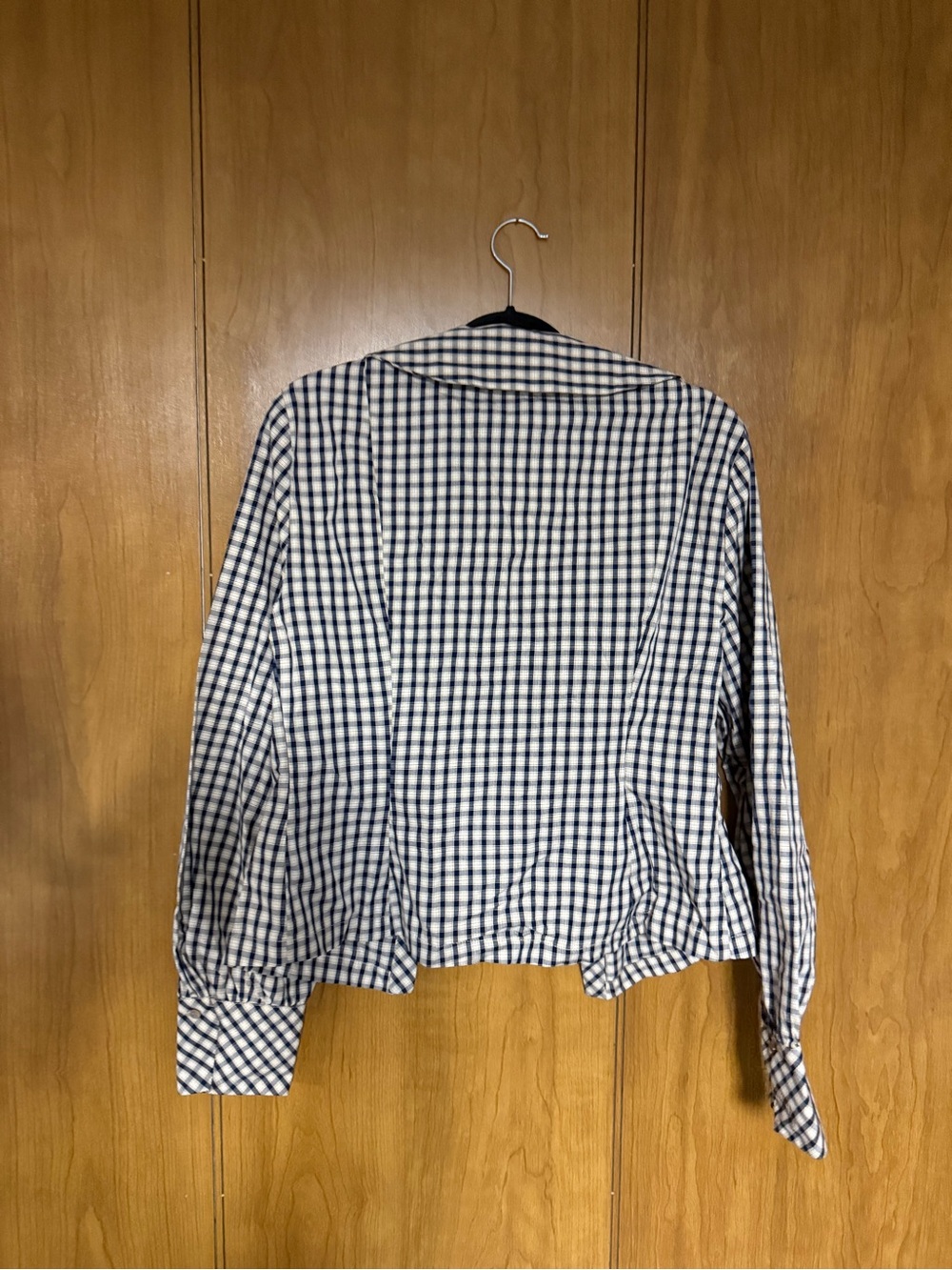 Zara Checkered Gingham Button Up Collared Top - Picture 5 of 5